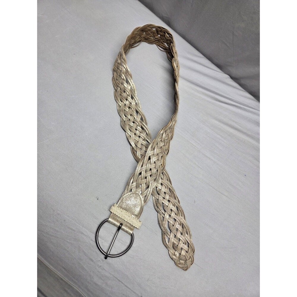 Womens Braided Belt Sz 11 Tan Khaki Adjustable Woven Classic
